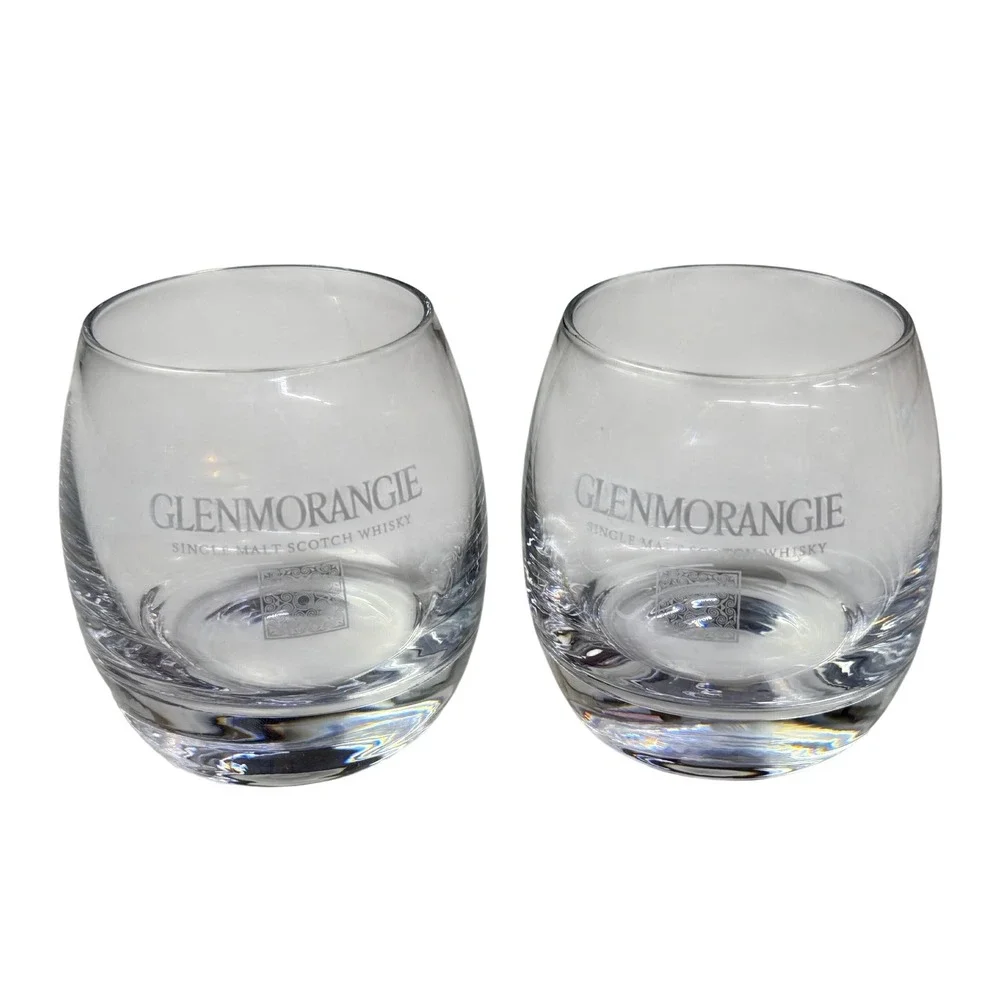 Glenmorangie Single Malt Scotch Whisky Glass Tumblers Set‎ Clear Rounded Base